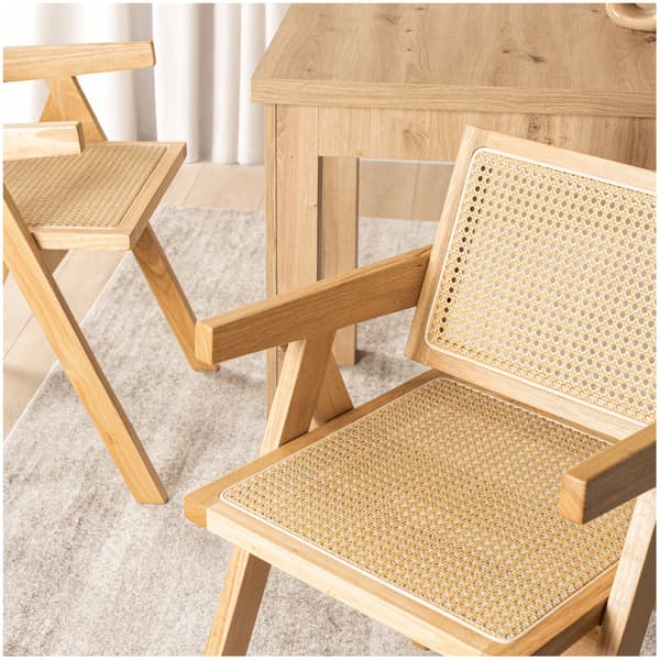 MADERA Træstol Eg/Beige Gennembrudt Klassisk Retro