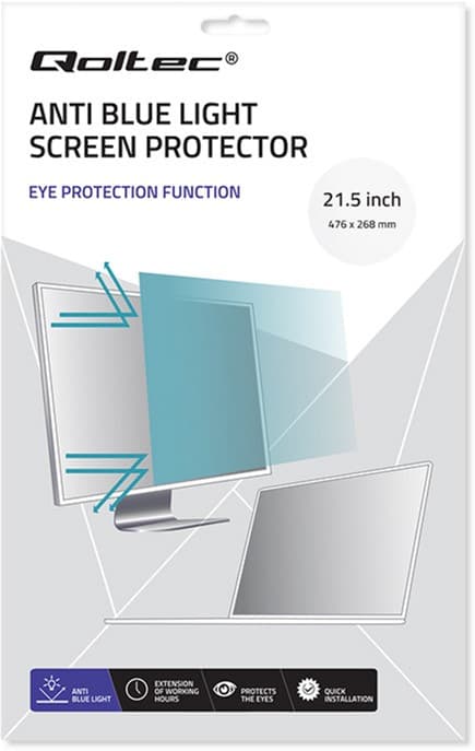 Qoltec Anti-Glare 16:9 21,5" blåt lysfilter