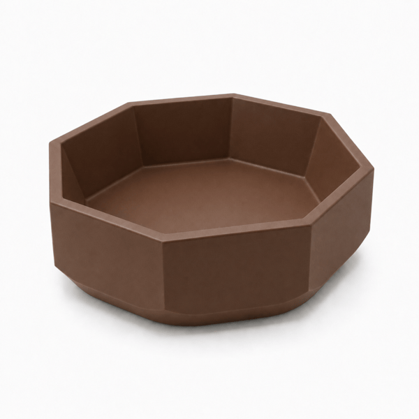 Brun åttkantig geometrisk skål, modern design