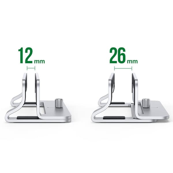 Vertikal stativholder til MacBook Laptop Tablet Aluminium Sølv