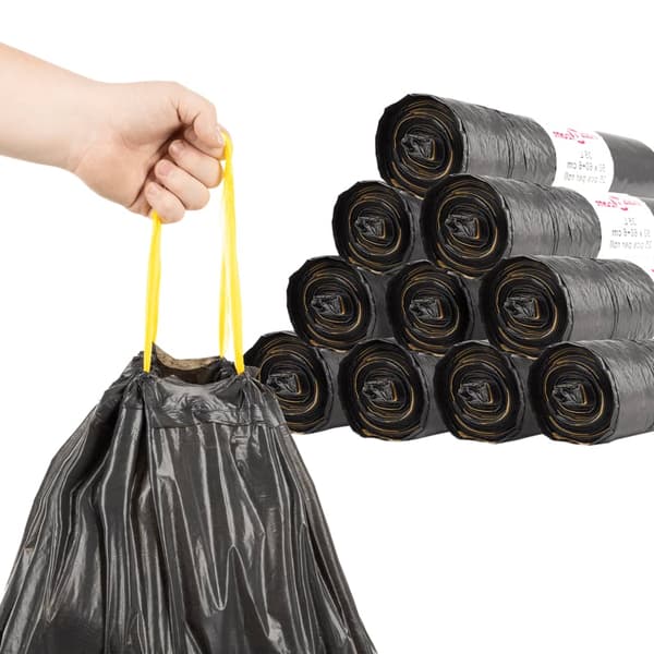 vidaXL affaldsposer, snøre, 250 stk., sorte, 60 l