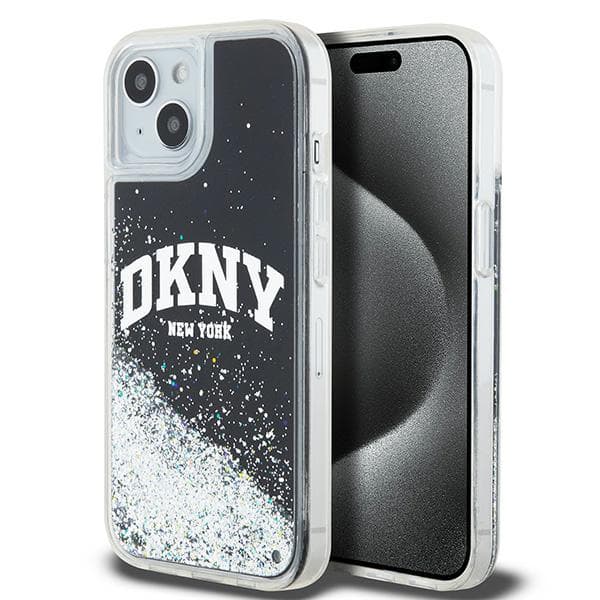 DKNY Liquid Glitter Big Logo-cover til iPhone 15, sort