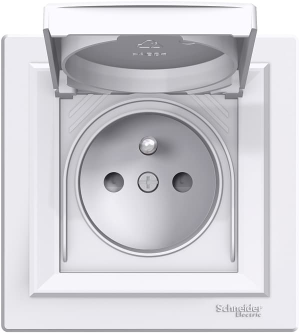 2P+PE fatning IP44, rammesystem, hvid asfora