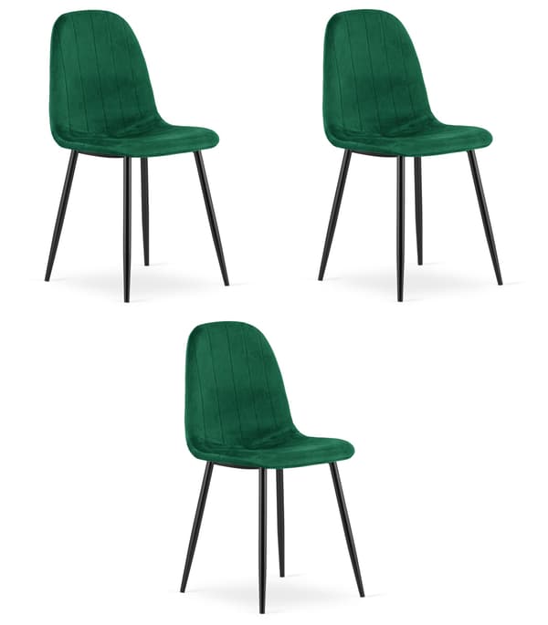 PADVA stol - grøn fløjl / sorte ben x 3