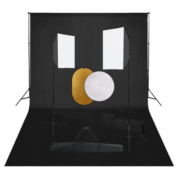 vidaXL Studiosetti Softboxilla, Taustalla ja Heijastimilla