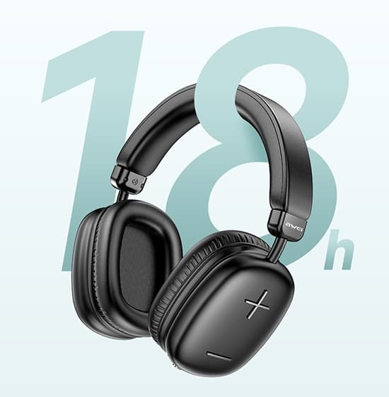 AWEI AT6 Bluetooth Over-Ear Hörlurar, Svarta