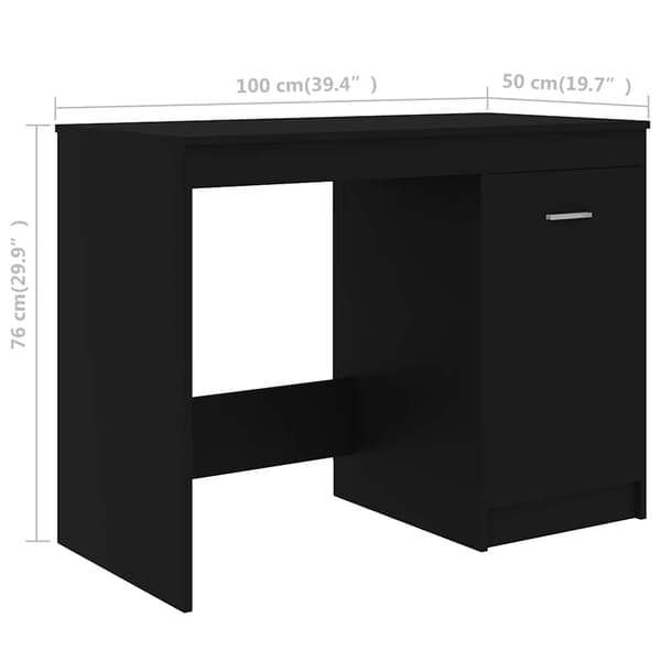 vidaXL skrivebord, sort, 100x50x76 cm, spånplade