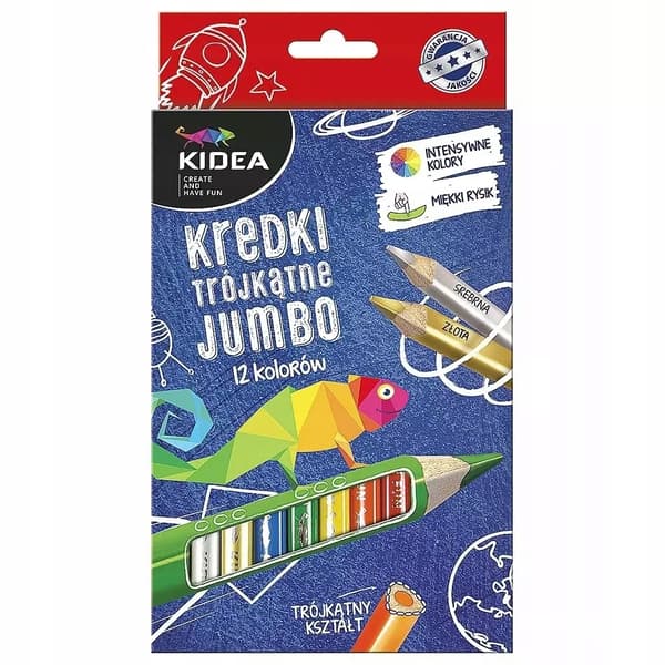 KIDEA 4160 TJOCKA TRIANGULÄRA KRITOR 12 FÄRGER