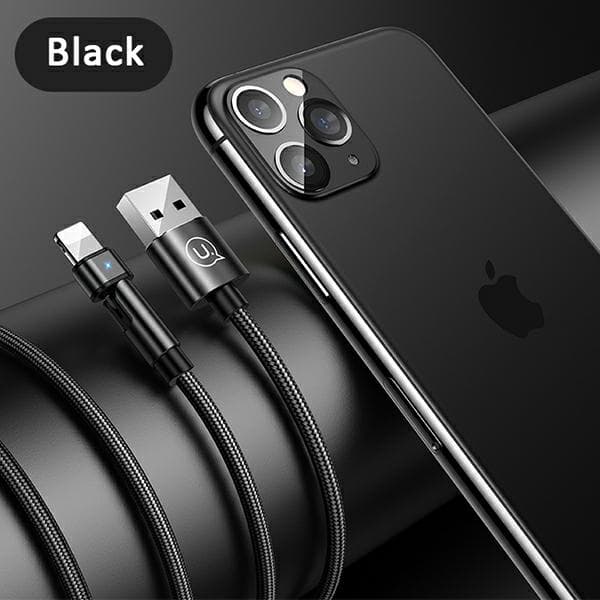 USAMS punottu pyörivä kaapeli U60 2A USB-A - Lightning, musta