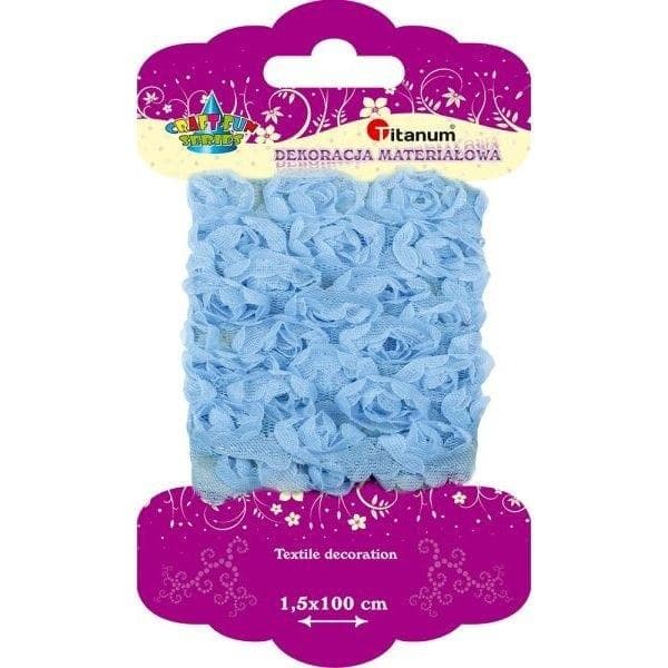Tylbånd med lyseblå blomster