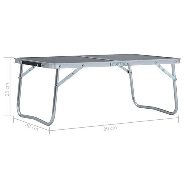 vidaXL foldbart campingbord grå aluminium 60 x 40 cm