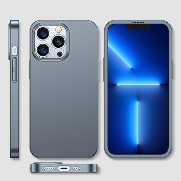 Cover til iPhone 13 Pro bagside og front + hærdet glas grå