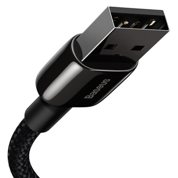 Vahva punottu USB-kaapeli iPhone Lightning 2.4 A 2 m musta