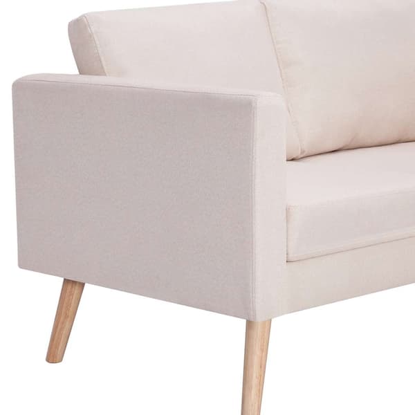 vidaXL 2-sits tygsoffa, krämfärgad