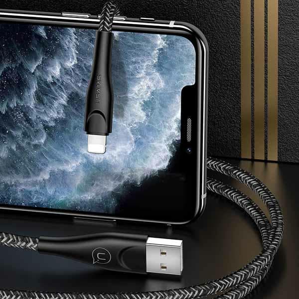 USAMS Flätad U41 USB-A till Lightning-kabel 1m 2A Röd