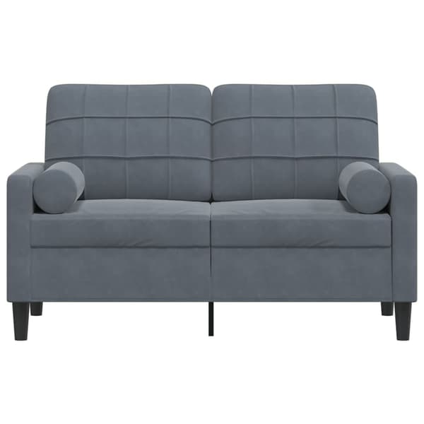 vidaXL 2-sitssoffa med kuddar, mörkgrå, 120 cm, sammet