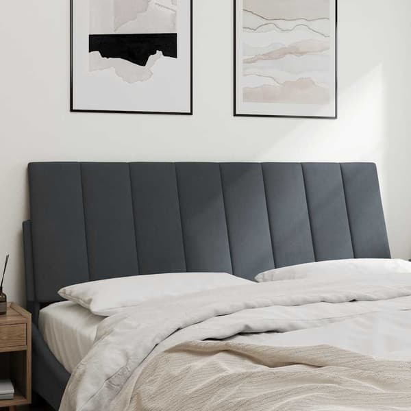 vidaXL Sängynpäädyn tyyny, tummanharmaa, 140 cm, sametti