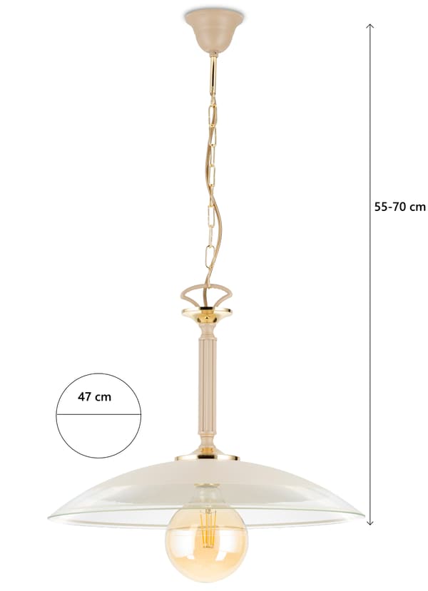 Luna Beige glaspendel 1xE27 47