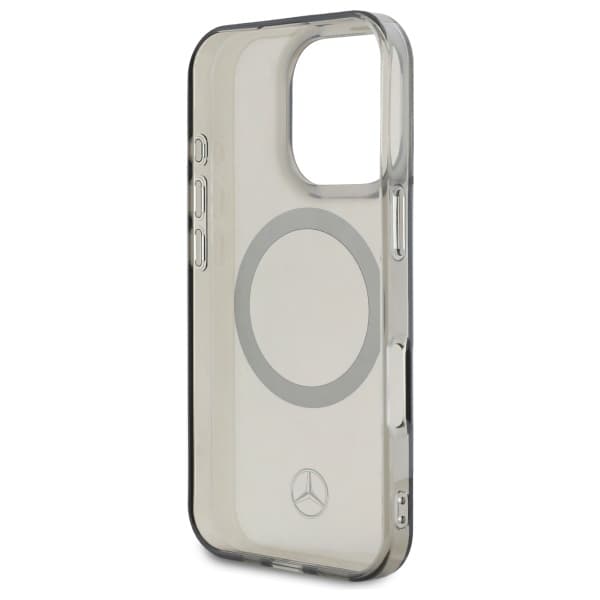 Mercedes Silver Ring MagSafe -kotelo iPhone 16 Prolle, musta