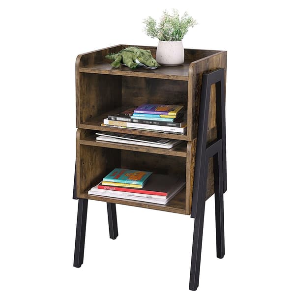 Sengebord i loftstil, rustik brun, modulært, 52 cm