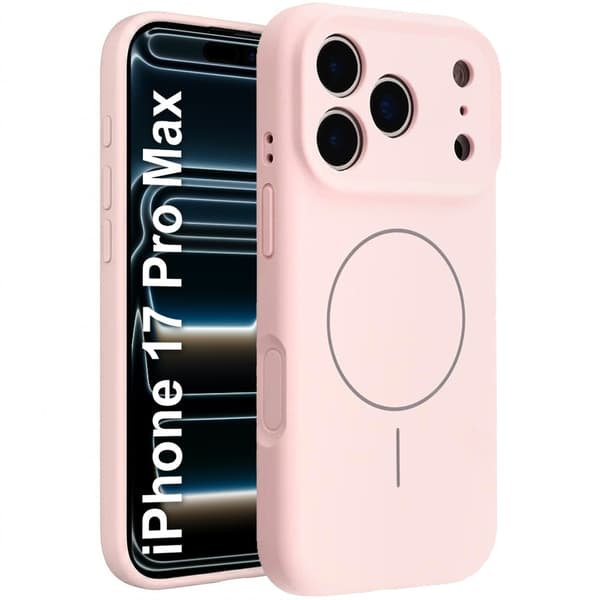 Silikonskal till iPhone 17 Pro Max - MagSafe-kompatibel, stötsäker, rosa