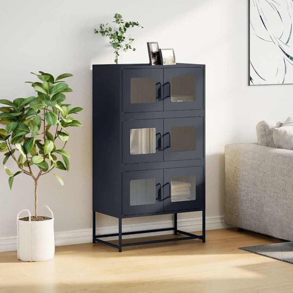 vidaXL høj kommode antracit 68x39x123 cm stål