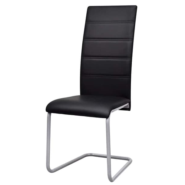 vidaXL Cantilever spisestole, sæt med 2, sort, kunstlæder