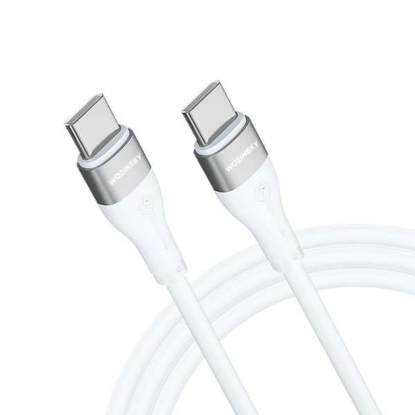 Holdbart fleksibelt kabel USB-C - USB-C PD 65W 2m hvid