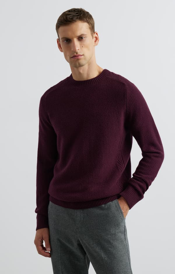 Mikromønstret sweater med rund hals S