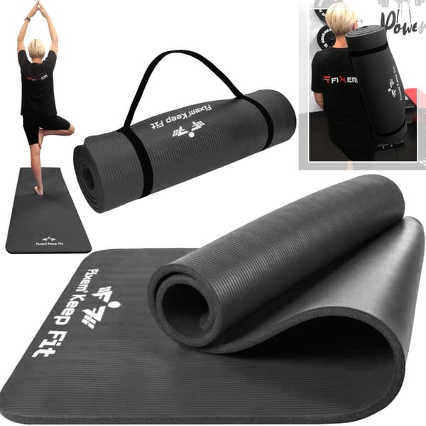 Yogamatte 1,5 cm sort 190x63 cm