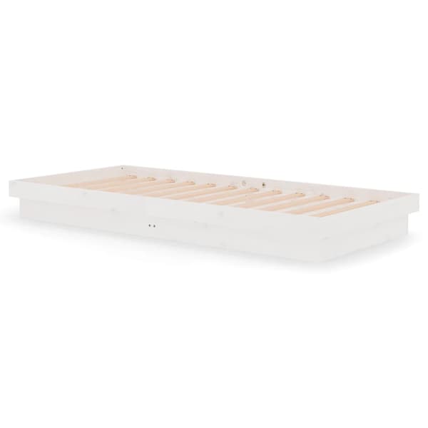 vidaXL Sängram vit massivt trä 90 x 200 cm