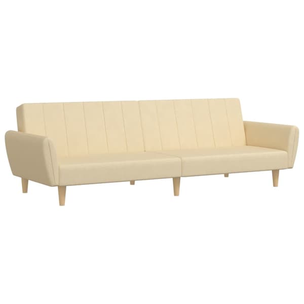 vidaXL 2-sits bäddsoffa, krämfärgad, klädd i tyg