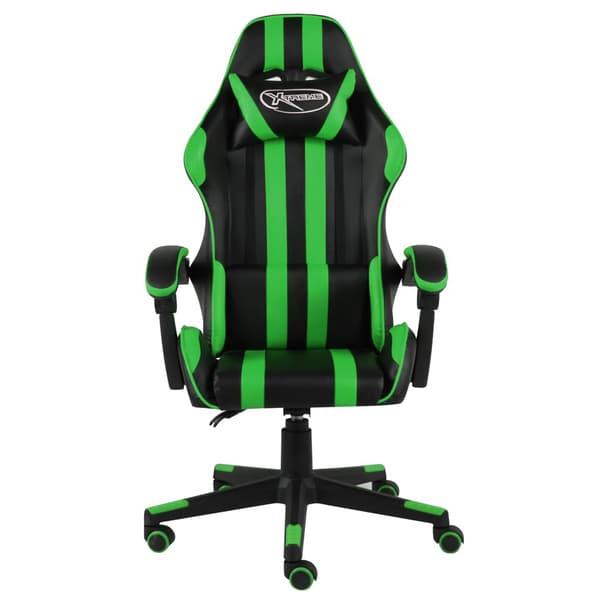 vidaXL gamingstol, sort og grøn, kunstlæder