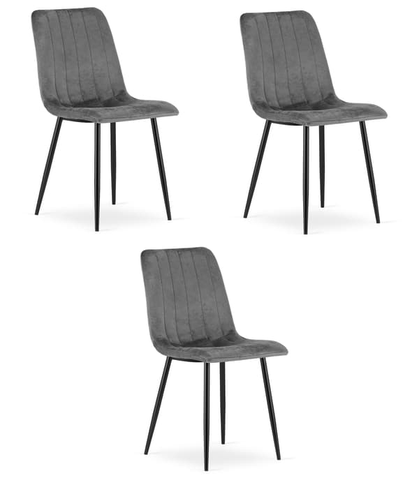 LAVA stol - mørkegrå fløjl x 3