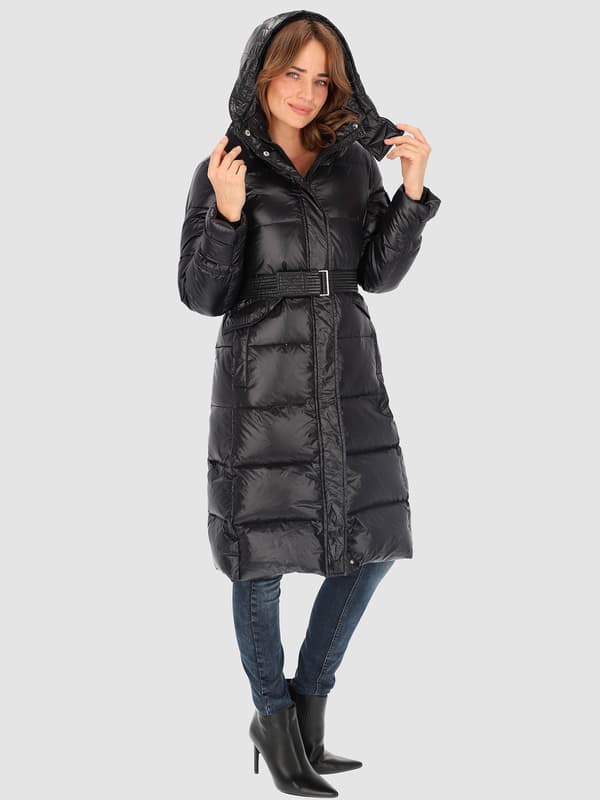 LANG DUNFRAKKE TIL DAMER MED BÆLTE
