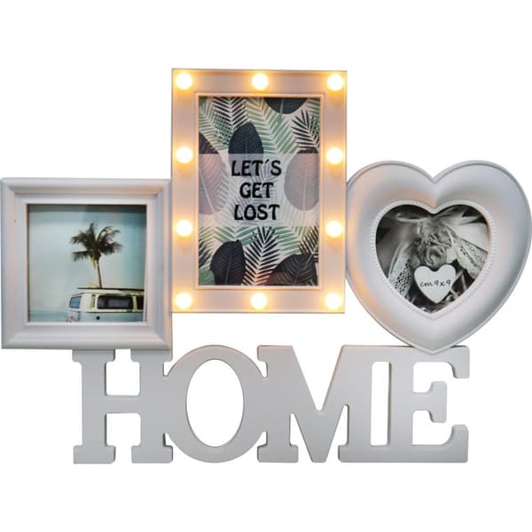 HOME fotogram vit plast med LED-belysning