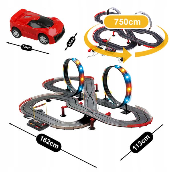 LED-racerbane + 2 biler 705 cm Z3033