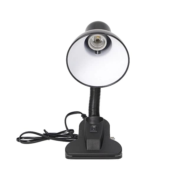 Skrivebordslampe Læselampe med klips til skole Stor gevind E27 Sort