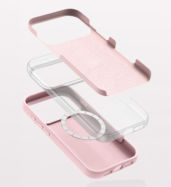 Silikonskal till iPhone 17 Pro - MagSafe-kompatibel, stötsäker, rosa