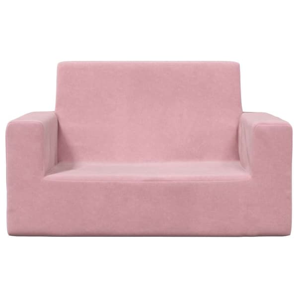 vidaXL 2-sits barnsoffa, rosa, mjuk plysch