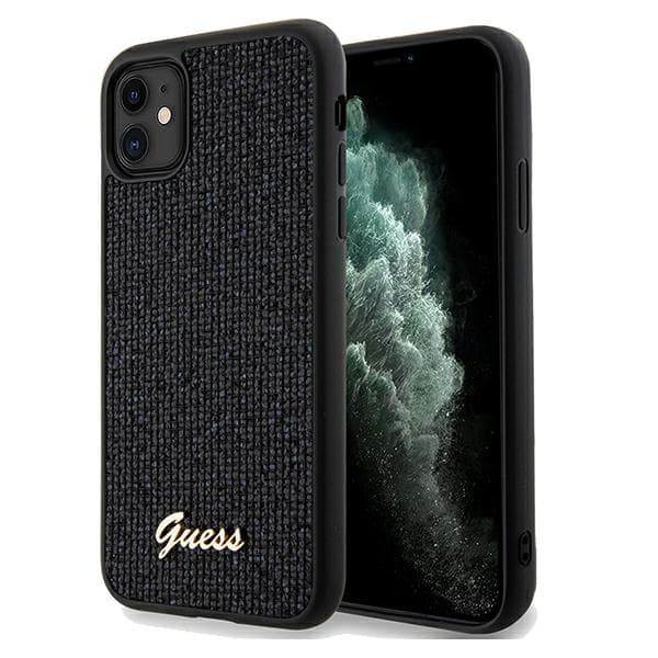 Guess Disco Metal Script-etui til iPhone 11 / Xr, sort