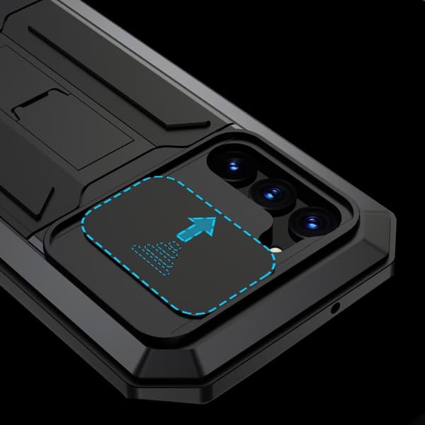Pansret cover til Samsung Galaxy S23 Plus, R-JUST CamShield Slide, sort