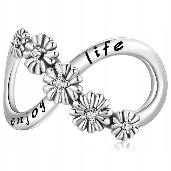 Infinity-tegn charms sølv 925 sølv blomster perle charms pr 925