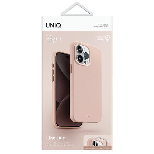 UNIQ Lino Hue MagSafe-etui til iPhone 15 Pro Max, lyserød