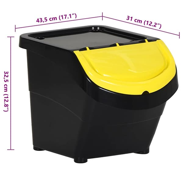 vidaXL stabelbare affaldsbeholdere, 3 stk., sort, PP, 78 l