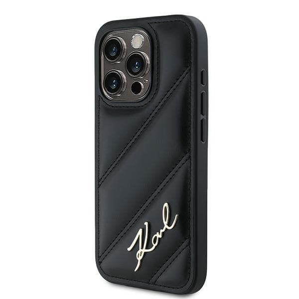 Karl Lagerfeld KLHCP15XPQDSMGK iPhone 15 Pro Max 6,7" sort/sort hårdt cover Diagonal Quilted Script