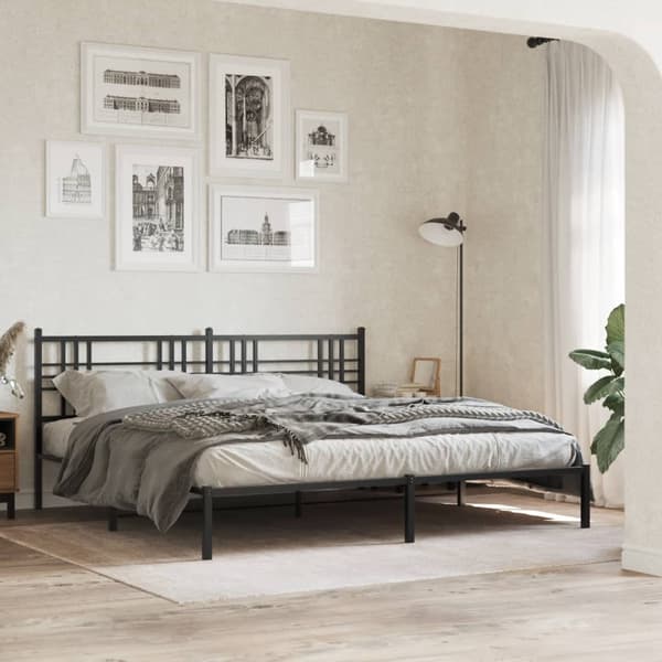 vidaXL metalsengestel med hovedgærde sort 183x213 cm