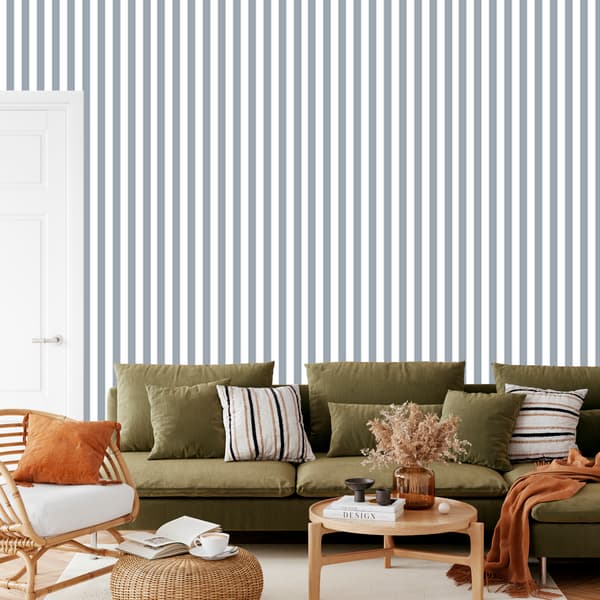 Vaaleanharmaa, valkoinen ja harmaaraitainen tapetti 50x1000 cm