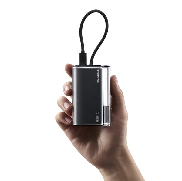 Powerbank Charge Flow 3 10000mAh 100W USB-C Kabel Sort Hurtig