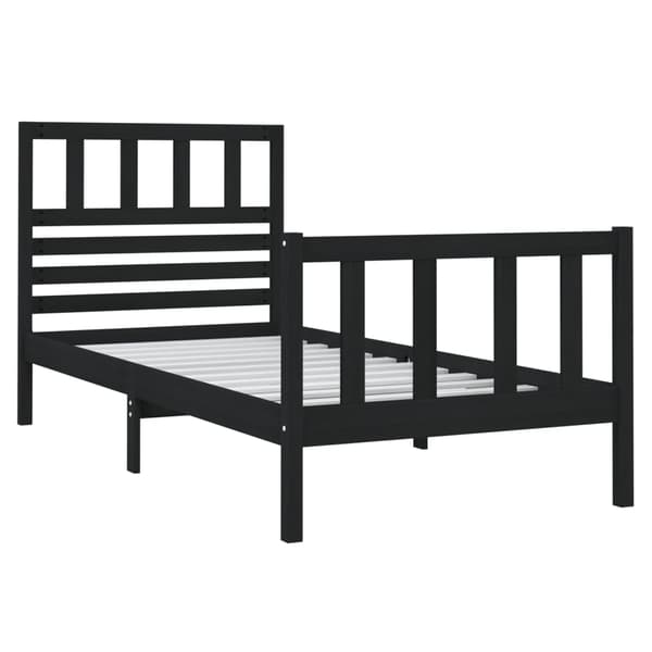 vidaXL sengestel sort 75x190 cm massivt træ